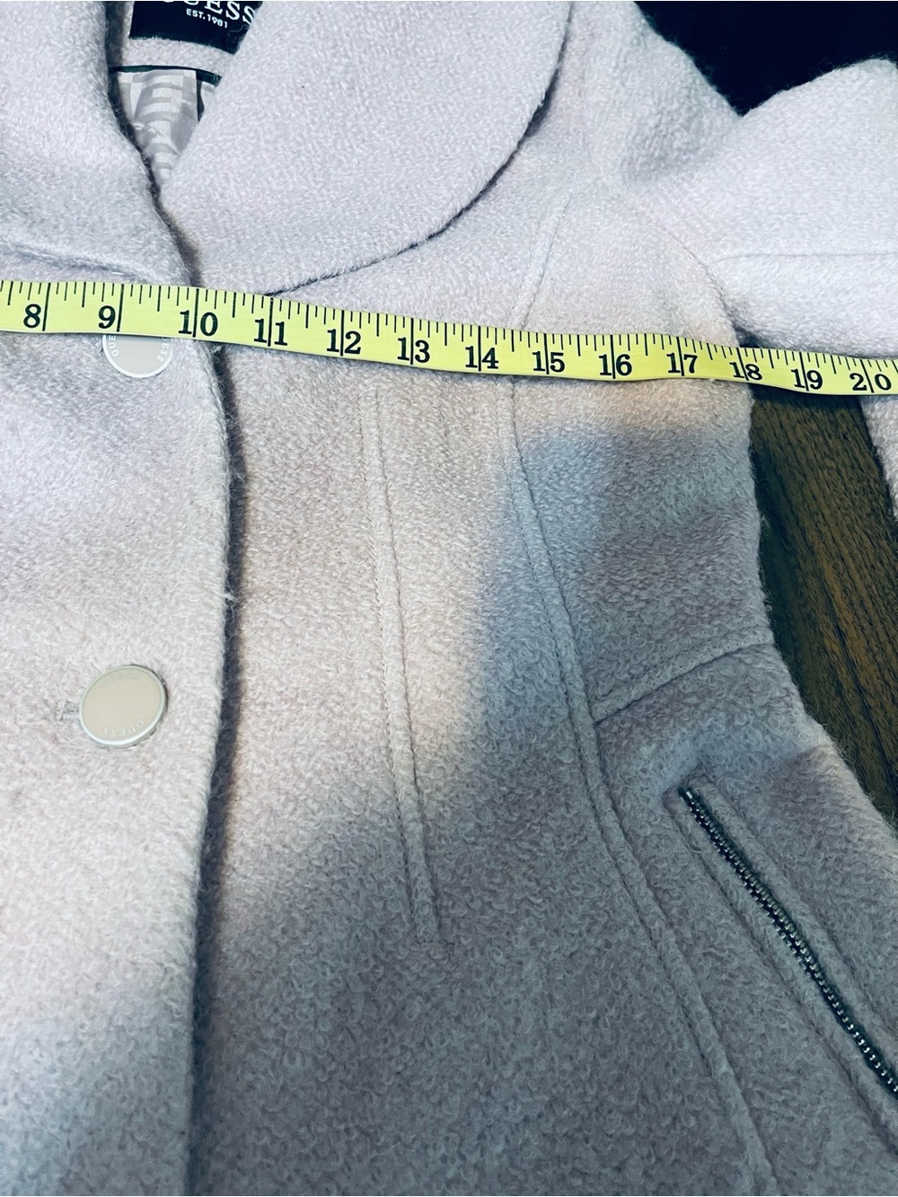 GUESS Pink Shawl-Collar Wool-Blend Pea Coat - Picture 8 of 9